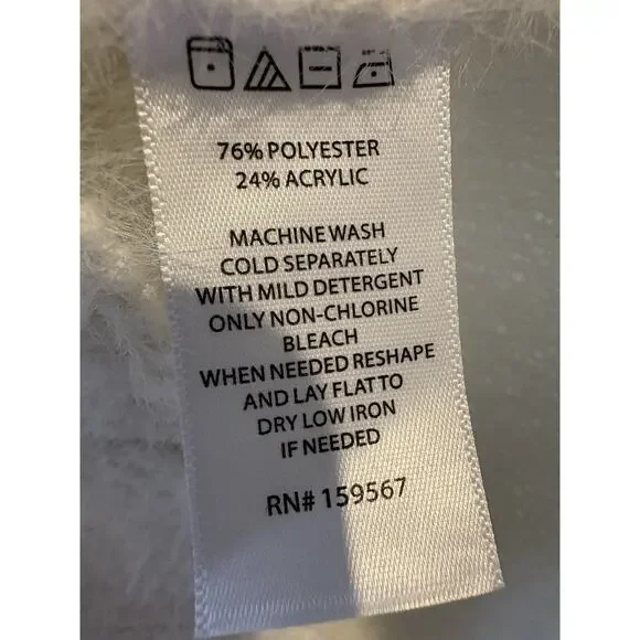 Willow & Wind Cardigan Tank Fuzzy Eyelash Knit Ivory Cream Womens M Cropped - Picture 4 of 4